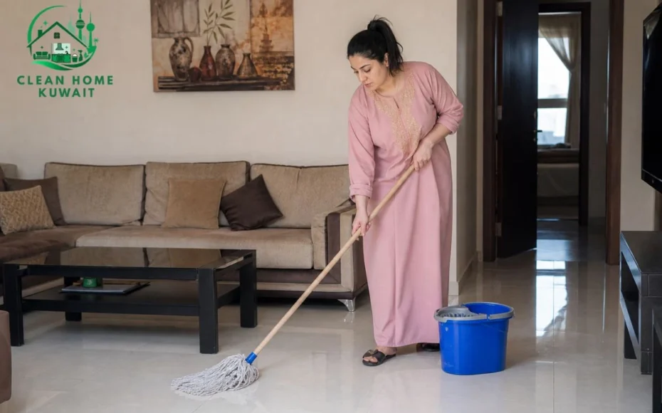 A women is doing Home Cleaning in Kuwait