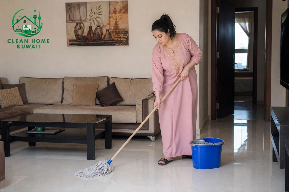 A women is doing Home Cleaning in Kuwait
